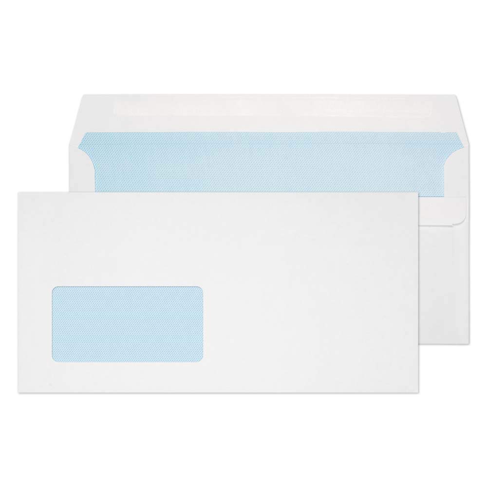 Blake Purely Everyday DL+ 121 x 235 mm 90 gsm Self Seal Wallet Low Window Envelopes (16884) White - Pack of 1000