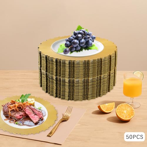 Set de 50 platos dorados redondos de 13 in miniatura 7
