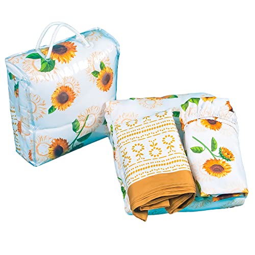 La Premura Sunflower Baby Girl Crib Bedding Set For Girls, 3-Piece Nursery Crib Set Including Crib Sheet, Blanket And Crib Skirt, Sunflower Baby Stuff, Beige & Orange #TOP6