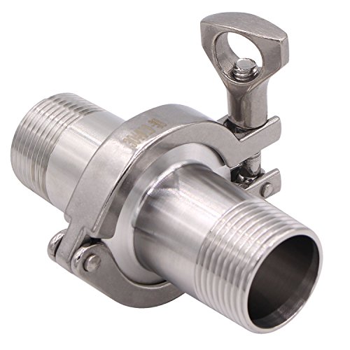 Image of DERNORD 2 Pcs Sanitary Male Threaded Ferrule Pipe Fittings + SUS304 Tri-clamp (Tri-clover Clamp) + FKM Gasket (Male Threaded Pipe Size:1 Inch DN25)