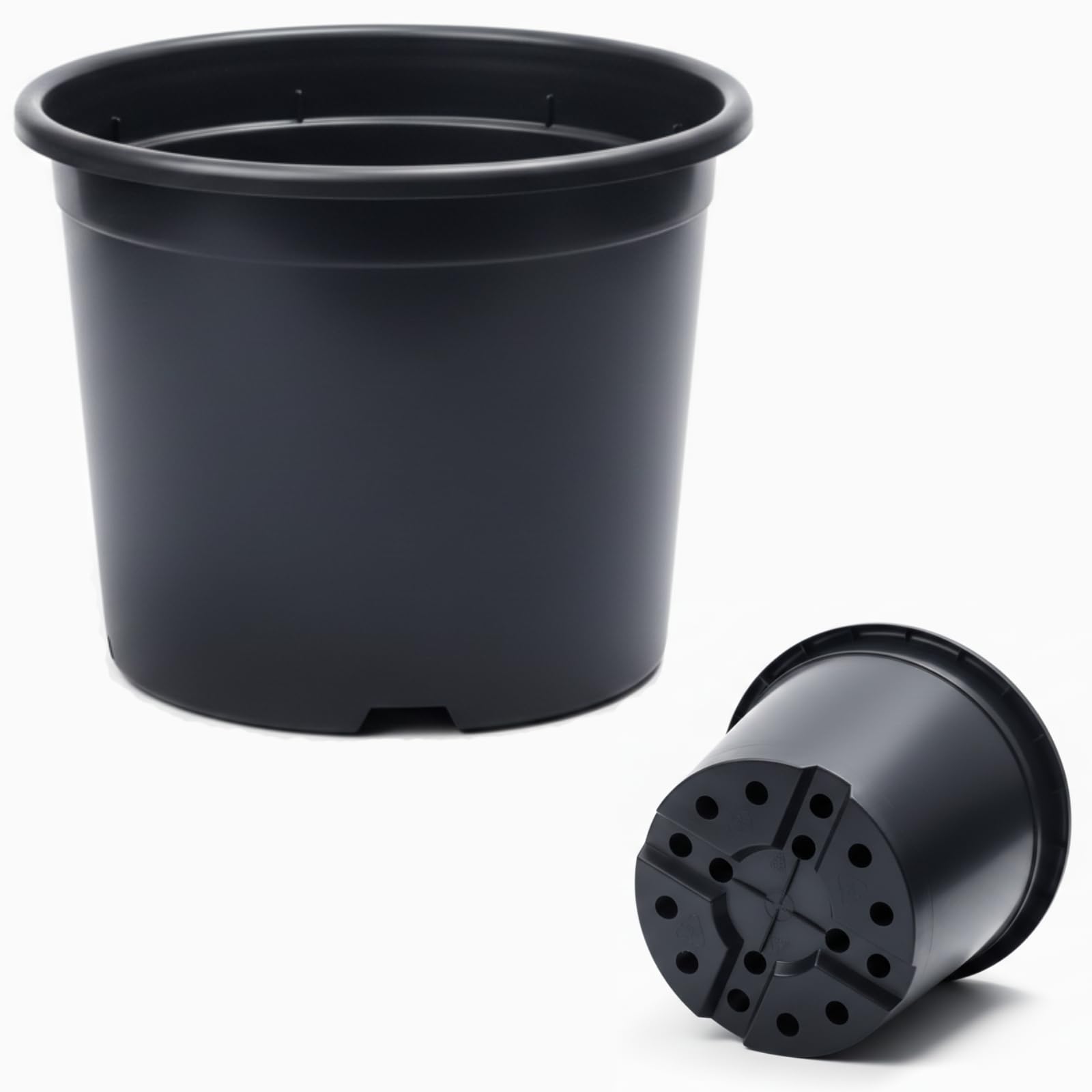 FUTURE GARDENING Black Plastic Plant Pots 0.5L 1L 2L 5L 7.5L 10L 12L 15L – Flower, Nursery & Growing Containers, Reinforced Rim, Extra Drainage – Multi Pack 1–200 (15L, Pack of 1)