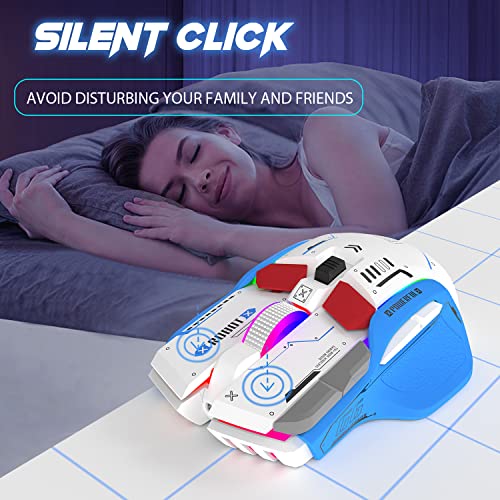 Attack Shark G6 Gaming Mouse, Wired/Wireless/Bluetooth Tri Modes, 5 Adjustable Dpi And 11 Rgb Backlit, Rechargeable Silent Computer Gaming Mice For Windows/Android/Mac/Ios(White/Yellow/Grey) #TOP4