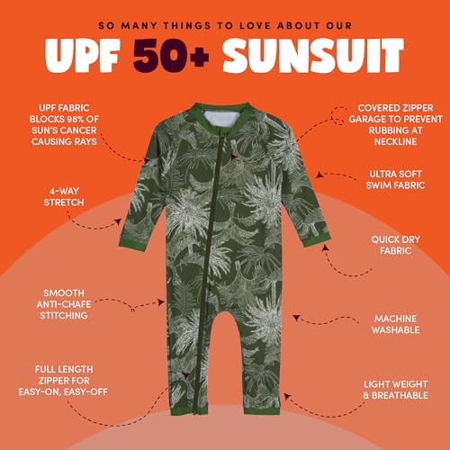Image of SwimZip UPF50+ Boys Swim Shirt, Long Sleeve One Piece Kids Sunsuit