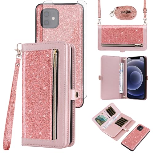 Coque iPhone 12 Pro Asuwish portefeuille amovible à fermeture éclair et fentes pour cartes