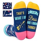 HAPPYPOP Bass Gifts for Women Men - Socks for Bass Players, Music Lover Gifts Guitar Metallica Socks for Teens Band Players