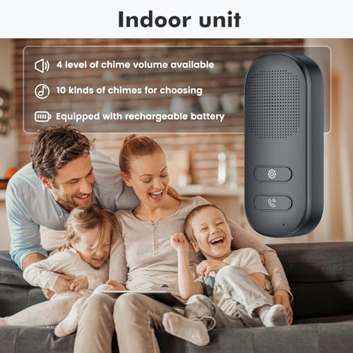 Wuloo Hands Free Wireless Intercom Doorbell for Home Classroom, Two Way Intercomunicador Door bell Chime with 1/2 Mile Distance 4 Volume Levels 10 Chimes Battery Operated with Mute Mode, (1&2, Gray)