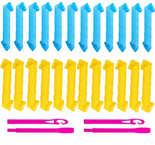 Asmoda Hair Curlers Spiral Curls Styling Rollers Kit, Include 24 Pcs No Heat Hair Rollers And 2 Pcs Styling Hooks, For Hair Curlers Night Sleep For Most Long Hair.