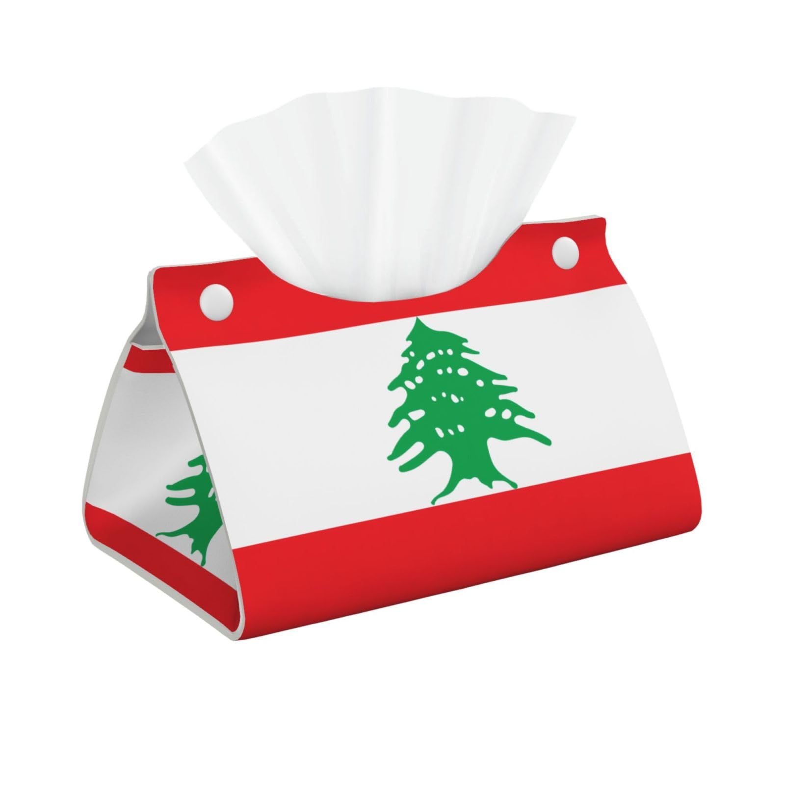 Flag of Lebanon Rectangular Leather Tissue Box Cover, Folding Facial Tissue Holder Dispenser for Car
