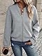 RUISHH Damen Langarm Jacke Casual Bomberjacke Baseball Jacke Reißverschluss Leichte Übergangsjacke Grau L