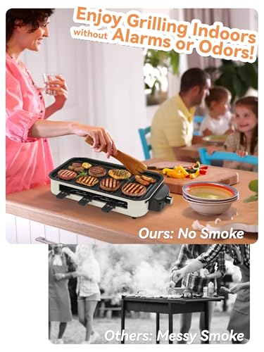YOHSUGO Indoor Grill Smokeless, Compact Electric Grill Inside House for Kitchen Table, 1500W Korean BBQ Grill with Non-Stick Griddle Plate, Removable Raclette Cheese Pans の商品画像 2