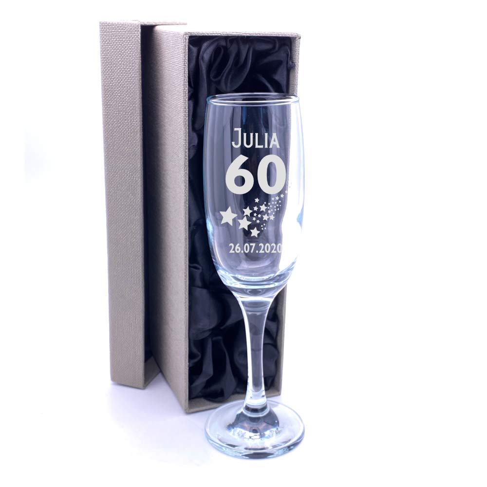 ukgiftstoreonline 60th Birthday Gift - Personalised Champagne Flute With Gift Box