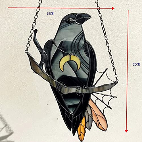 Acchiappasole in vetro colorato a forma di corvo, da appendere alla