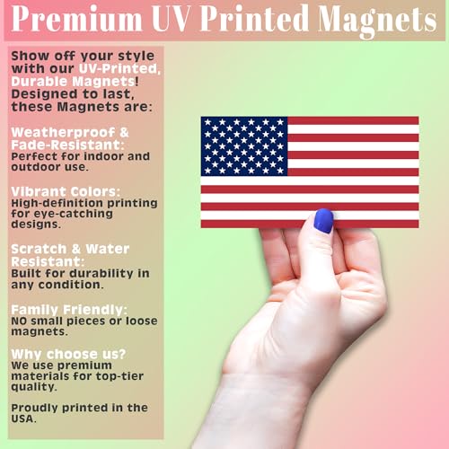 Image of American Flag Magnet - Durable Patriotic USA Car Magnet - Indoor /Outdoor Use - 3 Size Options Available (8 inch x 4.2 inch)