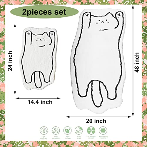 Zenome Black White Bathmat 2Pcs Set,Machine Washable Easy Clean Super Absorbent Soft Non Slip Cute Lovely Pets Design Bathroom Home Décor #TOP2
