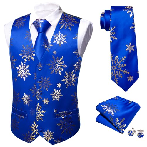 Image of Barry.Wang Mens Red /Green Christmas Suit Vest Holiday Xmas Waistcoat Tie Set Party Tuxedo