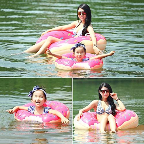 ECOiNVA Giant Donut Inflatable Pool Float Rafts Tube Ring Pink Frosting with Sprinkles (120)