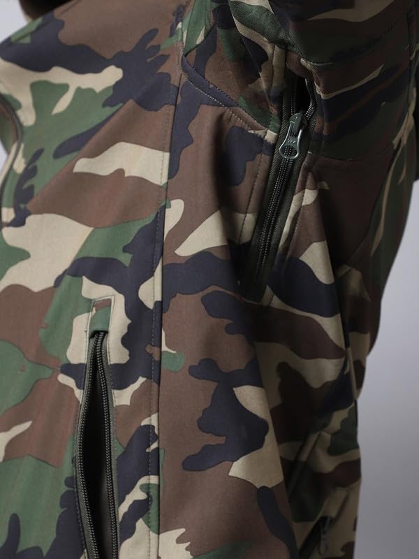 Image of MOUNTMILLER Men's 12 Zipper Softshell Hooded Tactical Jacket | Water-Repellent, Multi-Pocket, Abrasion-Resistant - Perfect for Outdoor Activities, Hiking, and Trekking