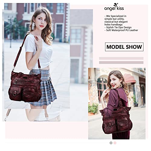 Image of Angelkiss Purses Handbags for Women PU Tote Satchel Bags for Women Pockets Shoulder Bags | PU
