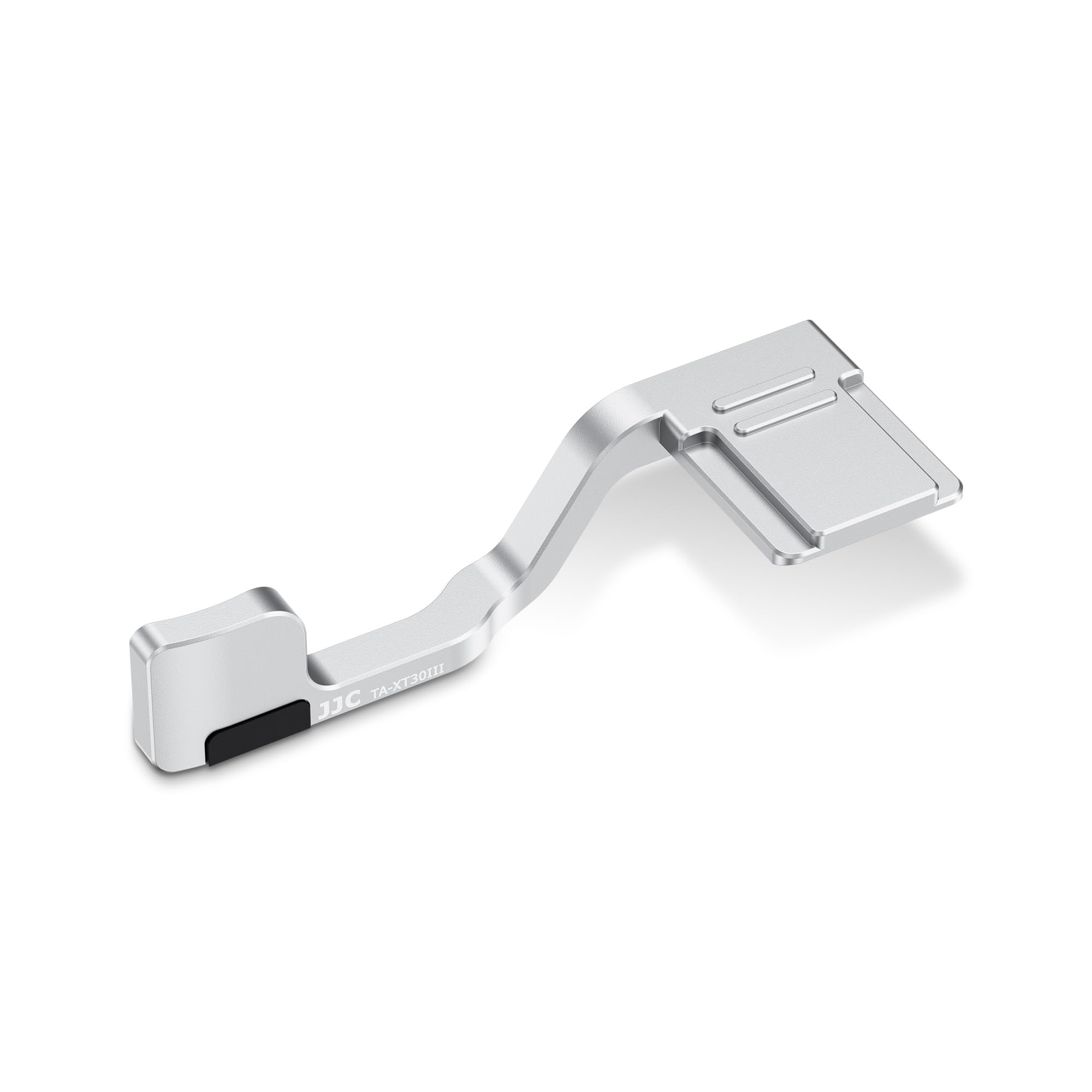 JJC Impugnatura in metallo per fotocamera Fujifilm FUJI X-T30III X-T30II X-T30 X-T20 X-T10, supporto per pollice Hot Shoe per fotocamere con una mano sola, argento | Supporto per Pollice su Slitta Flash con Pulsante di Scatto Morbido, Migliore Presa per S