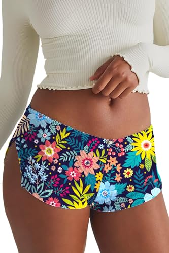 Image of FaroDor Cute Micro Pajamas Shorts for Women Low Rise Side Slit Ruched Lounge Shorts Pj Bottoms