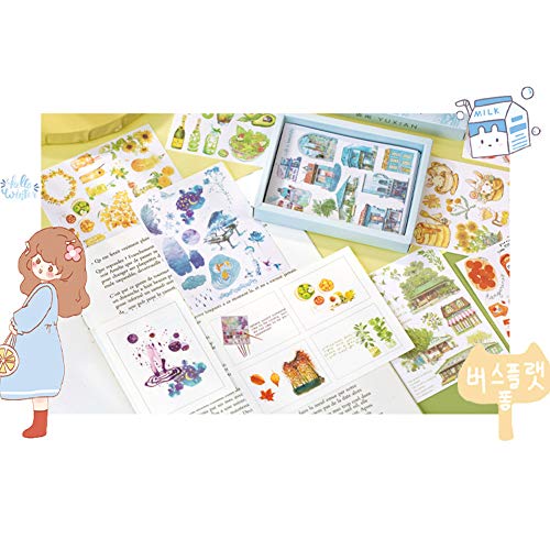 Kawaii Washi Stickers Set (50 Sheets) Cute Forest Animal Green Plant Marine Life Food Fruit Daily Stuff Decorative Label Sticker For Scrapbooking Art Journaling Stationery Planner Diary Envelope Album #TOP2