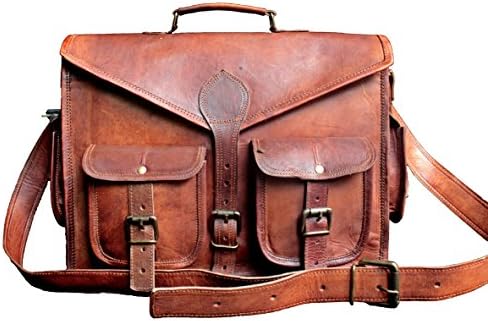 Leather Saddler Vintage Leather Messenger Soft Briefcase Satchel Laptop Bag 15 Inch Brown