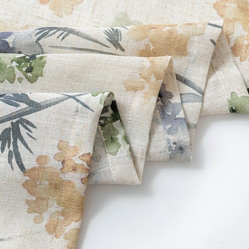 Image of MYSKY HOME Floral Linen French Door Curtains 40 inch Long 2 Panels for Front Door Light Filtering Privacy Semi Sheer Window Curtains with Rod Pocket, Sage Green, 24 inch W Each Panel
