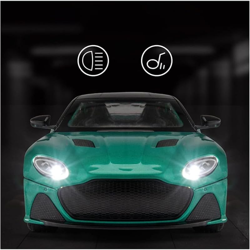 Image of New 1:24 Astorn Martin Diecast Alloy Metal Pull Back Car with Openable Doors Music Sound and Light Vehicle Toy Car for Kids Boys (Yellow)