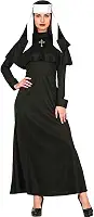 Fantasia Feminina Adulta Halloween Vestido Freira Valak Mau Irma Madre Monja Preto com Véu e Cruz
