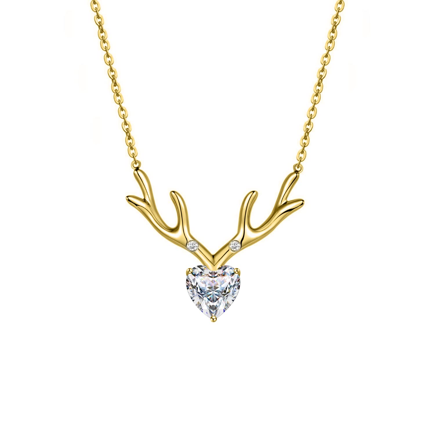 HighSpark Womens Deer Heart Pendant Chain Necklace | 92.5 Sterling Silver & Diamond Like Brilliance Sparkling Zirconia For That Stunning Shine | Lovely Gift - Gold (B0BFHXM3X3) Amazon Price History, Amazon Price Tracker