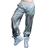 Anlydia Night Club Metallic Hologram Shiny Pants Party Trousers