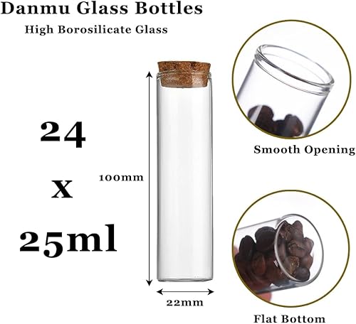 Miniatura 2 de Danmu Botellas de vidrio pequeñas de 0.8 fl oz, botellas de vidrio con corcho, mini botellas, tarros con tapones de corcho de madera, botellas de