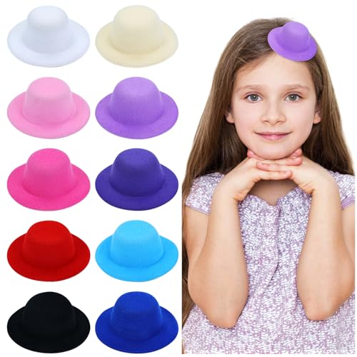 inSowni 10 Pieces 8cm Small Mini Fascinators Hats DIY Project Craft Formal Tea Party Tops Hats Hair Accessories for Baby Girls Toddlers Kids Dolls