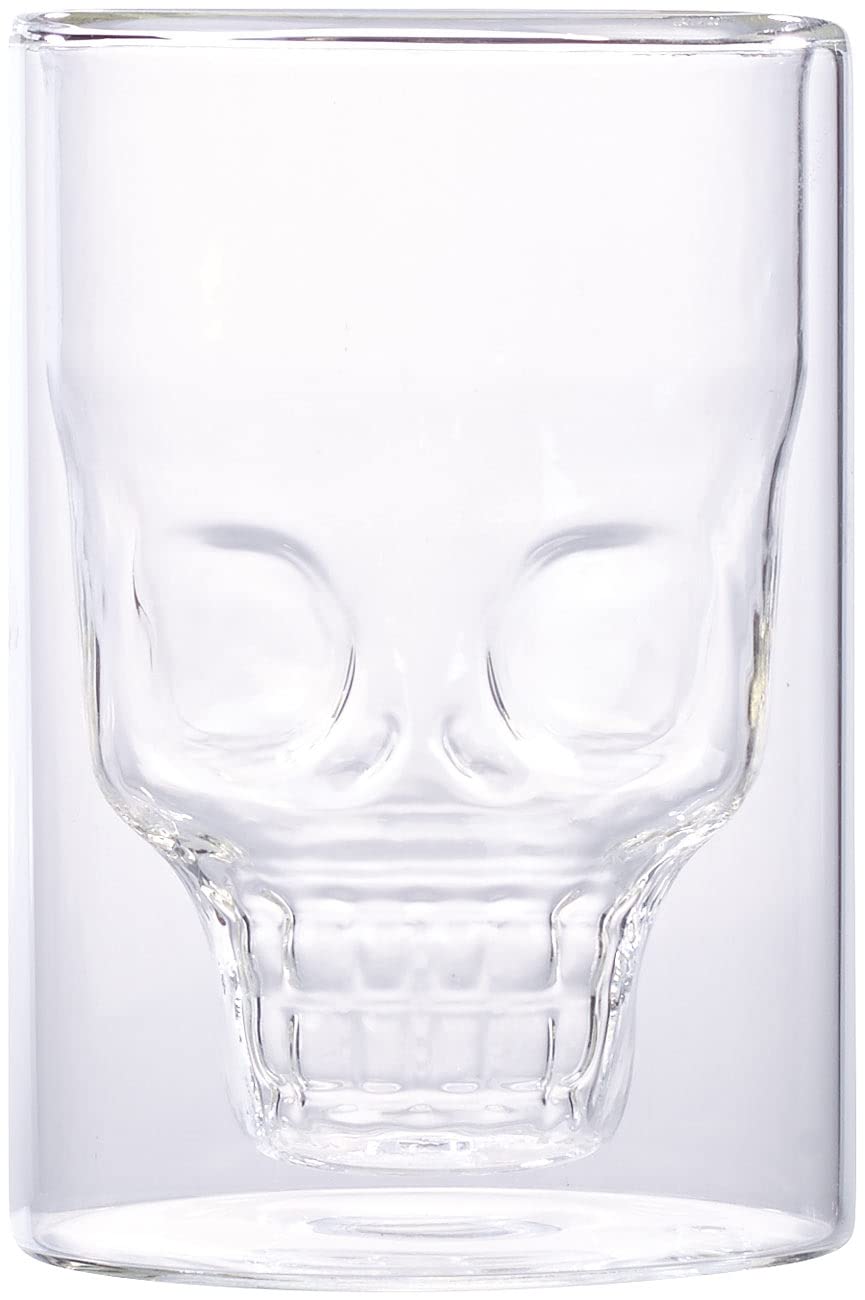 Glas-Tasse: 6er-Set doppelwandige Trinkgläser Totenkopf, je 0,4 Liter (Design Gläser doppelwandig, Isoliertasse aus Glas)