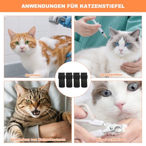 ZBKJYILF Pack 4 Verstellbare Netz Katze Schuhe, Kratzer Katze Handschuhe, Verstellbare Netz, für Haustiere Baden, NäGel Schneiden, Inspektion