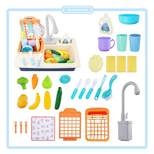 Bobxin WD-R42 Play Sink With Running Water, Kids Play Kitchen Toy Sink Electric Dishwasher thumb #6