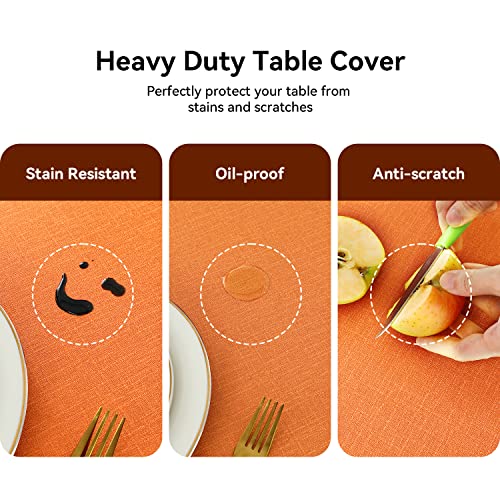 Image of Romanstile Halloween 100% Waterproof PVC Tablecloth, Rectangle Oil Spill Proof Stain Resistant Vinyl Table Cloth, Wipe Clean Plastic Table Covers for Kitchen /Dining /Parties - 54 x 78 Inch, Orange