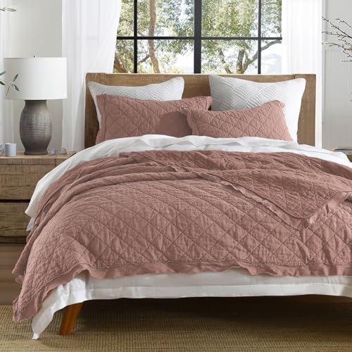 HORIMOTE HOME Linen/Cotton Queen Quilt Set, Cameo Rose