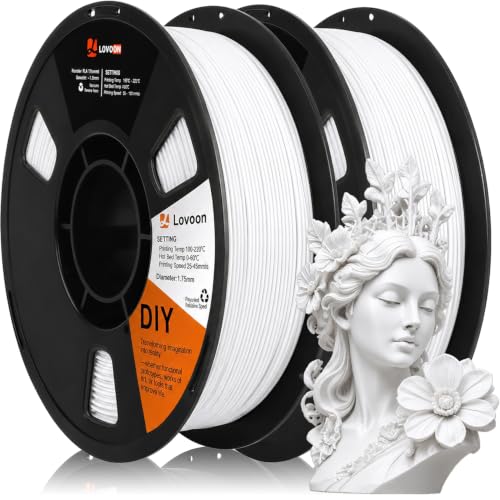 Image of LOVOON 2kg White PLA 3D Printer Filament PLA Filament 1.75mm, Dimensional Accuracy + /- 0.02 mm, Neatly Wound 3D Printing Filament, Fit Most FDM Printer, 1KG Spool(2.2lbs) X 2