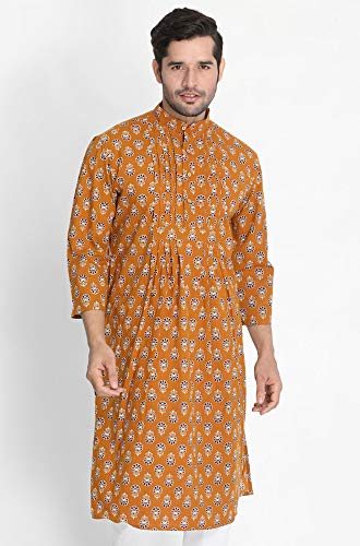 Image of VASTRAMAY Men's Navy Blue Cotton Kurta