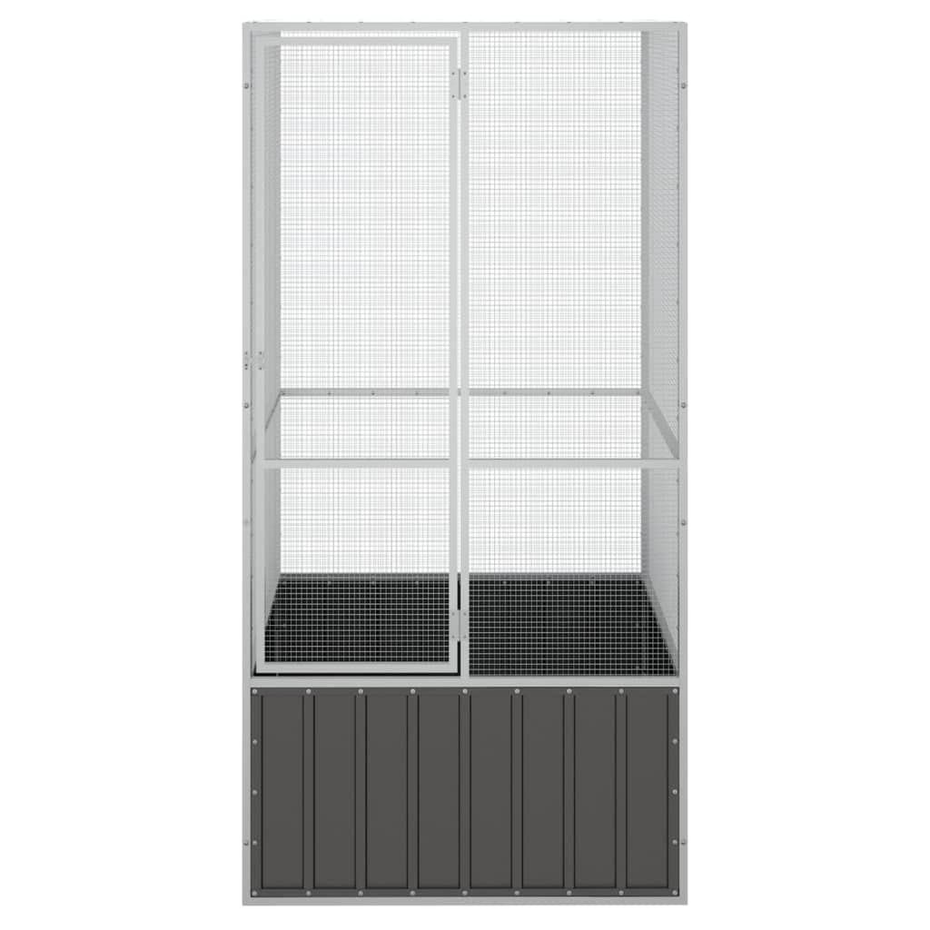 Willood Jaula de Pájaros Aves Pajareras Casita Acero Galvanizado Antracita 111 x 107 x 211.5 cm