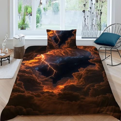 Housse de couette 135x200 microfibre 3D Lightning Bedding pour lit simple