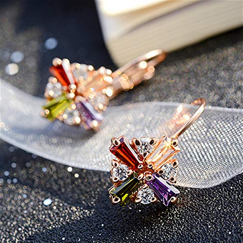 Kemstone Colorful Cubic Zirconia Rose Gold Leverback Earrings For Women Dangling Jewelry For Women #TOP4