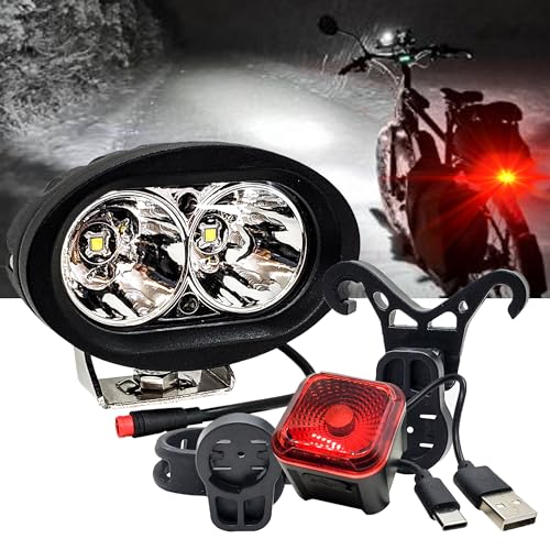 OZ-USA E-Bike High-Output White LED Headlight & USB Rechargeable 4-Mode Smart...