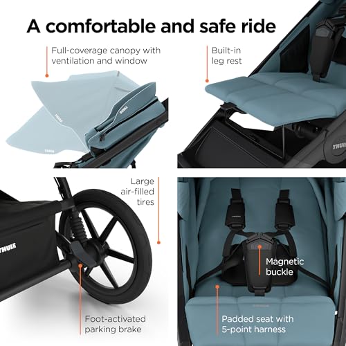 Image of Thule Urban Glide 3 Single Child All-Terrain Stroller, Full-Suspension System, Air-Filled Tires, Upright seat with Adjustable Recline and Built-in legrest | jogging-strollers