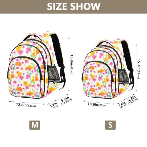 Emelivor Watercolor Roses Blossom Kids Backpack School Cute Bookbag Toddler Backpacks Daypacks Bag for Kids,M4