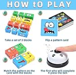 Wooden Face Changing Magic Cube Game, Expression Puzzle Building Blocks Pattern Matching Game, Educational Puzzles Toy Board Games for Kids and Adults with Bell
