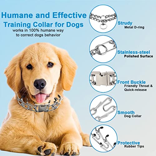 Prong Pinch Collar for Dogs, Adjustable Training Collar with Quick Release Buckle for Small Medium Large Dogs(Packed with Two Extra Links) (M/L(18-23