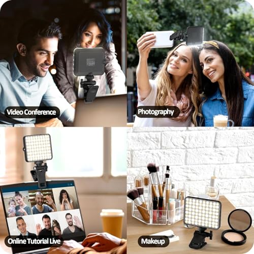 Image of XINBAOHONG Rechargeable Selfie Light, Clip Fill Light for Phone Laptop Tablet Portable Light for Video Conference Live Streaming Zoom Call Makeup Picture (White)