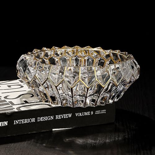 MAGCOLOR Hand Painted Gold Crystal decorative bowl for kitchen and indoor Home Office Tabletop Beautiful Decoration Craft-5.5 inch. (Hand Painted Gold)